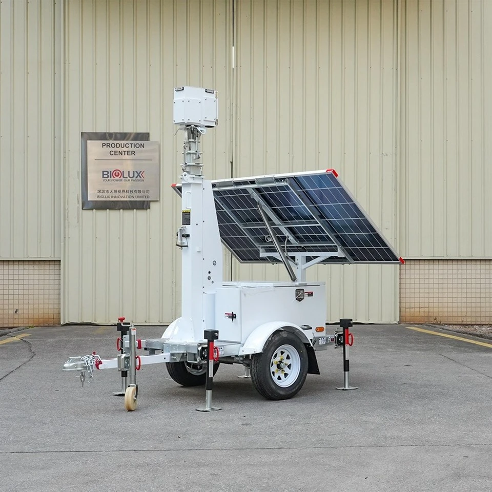 Construction AI Camera Trailer Off-Grid Solar Powered Mobile CCTV Trailer Surveillance Tower high quality